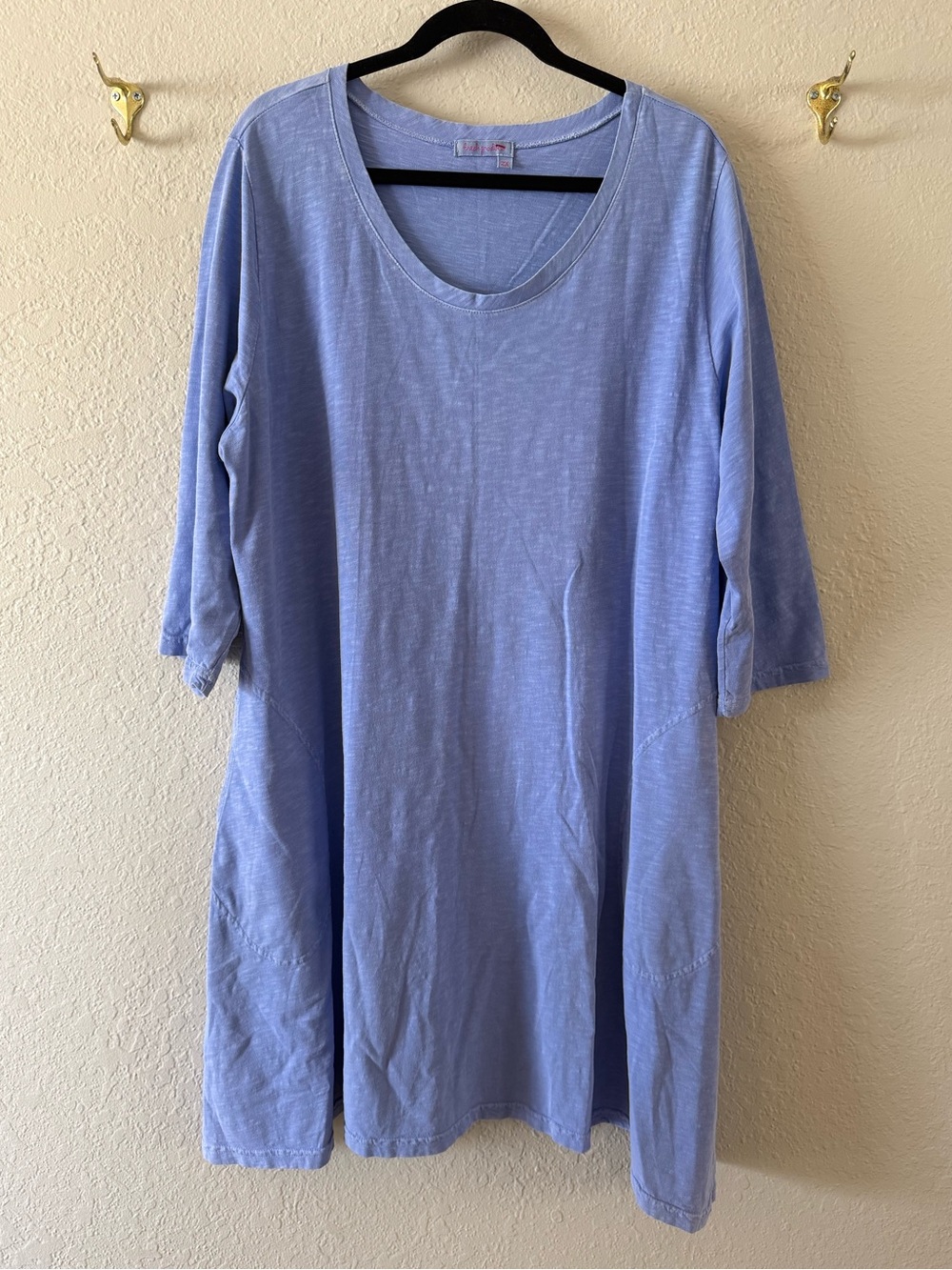 Fresh Produce 3/4 Sleeve Knee Length T-Shirt Dress Size 2X Periwinkle Blue FLAW